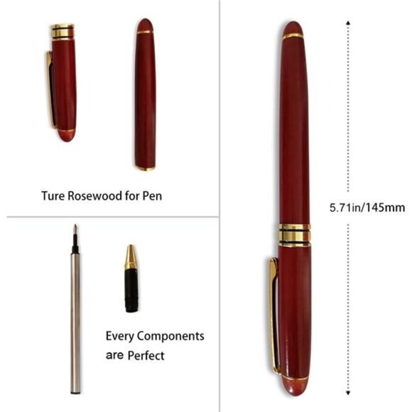 Wooden Pens Set with Gift Case/Best Writing Fountain Fancy Ballpoint Pen - Picture 6 of 8